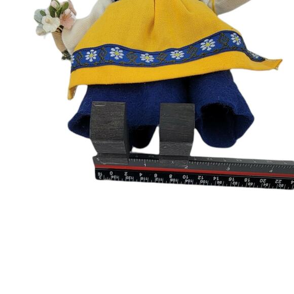 Original Butticki Of Sweden Handmade Wood Doll In Dress With Flowers 8" Tall - Picture 4 of 10